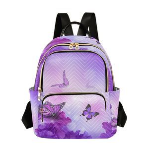 Mini Backpack Purse for Women Lightweight Girls Small Size Butterfly Purple🦗